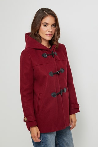 Dufflecoat met Capuchon - Bordeauxrood