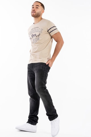 t-shirt Brouster Lonsdale - Beige et blanc