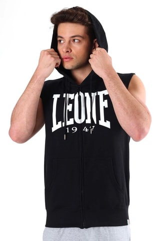 Sweat com capuz sem mangas - Preto