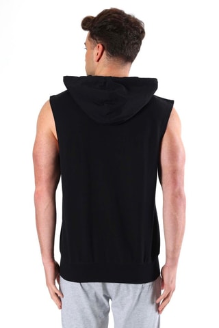 Sweat com capuz sem mangas - Preto