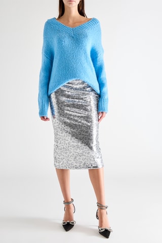Camisola em lã e mohair - Azul-claro