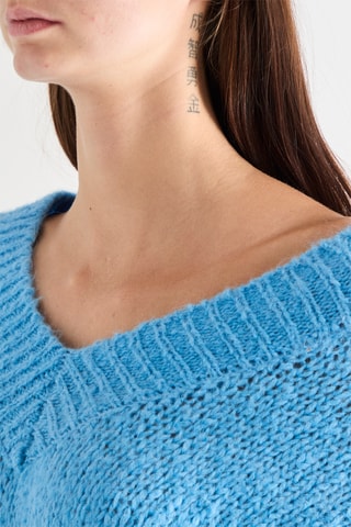 Camisola em lã e mohair - Azul-claro