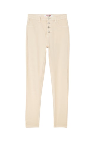 Hoge Taille Broek Slim Fit Ecru
