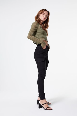 Hoge Taille Broek Skinny Zwart