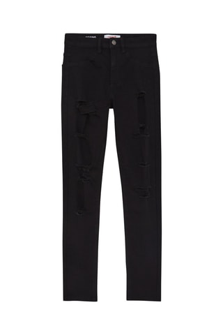 Hoge Taille Jeans Slim Fit Zwart