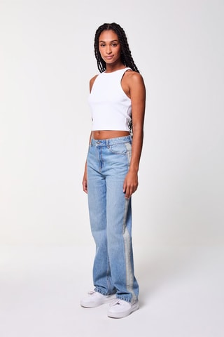 Rechte Jeans Hoge Taille - Blauw