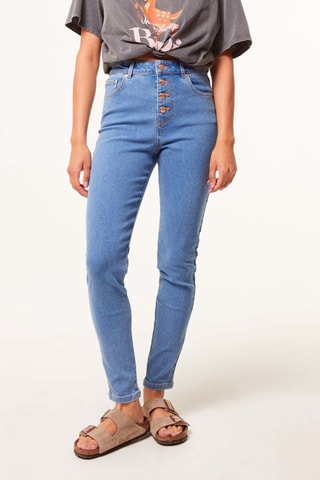 Jeans met Hoge Taille 
Blauw