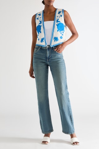 Mouwloos Vest - Wit en Blauw