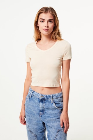 Kort T-shirt Beige