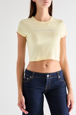 Cropped T-shirt - Zachtgeel