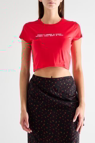 Cropped T-shirt - Rood