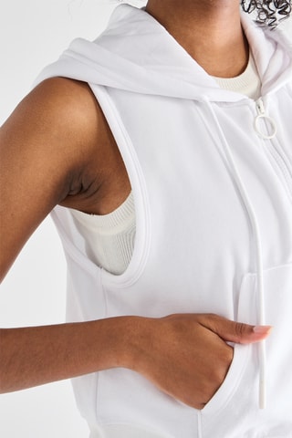 Mouwloze sweater met capuchon - Wit