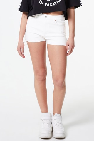 Spijkershort met Hoge Taille - Wit