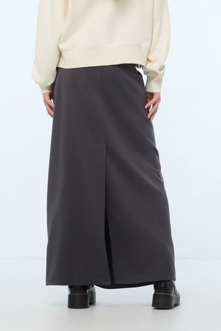 Lange Rok Hoge Taille - Donkergrijs