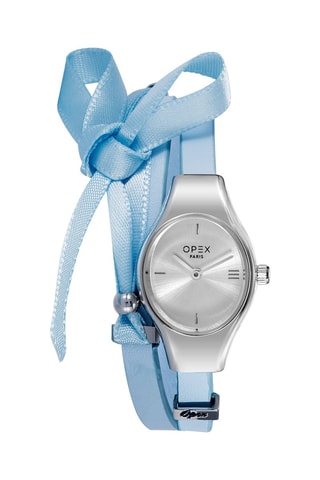 Montre à quartz en cuir Filante Argenté et ciel