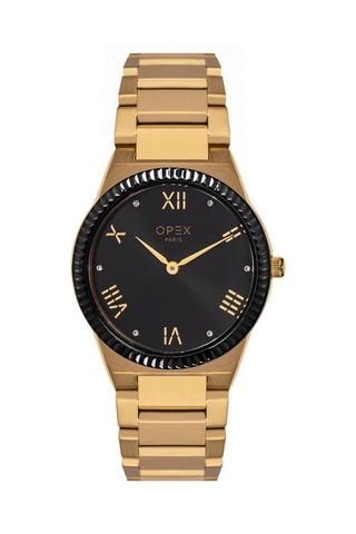 Montre à quartz en acier Venus Doré et noir