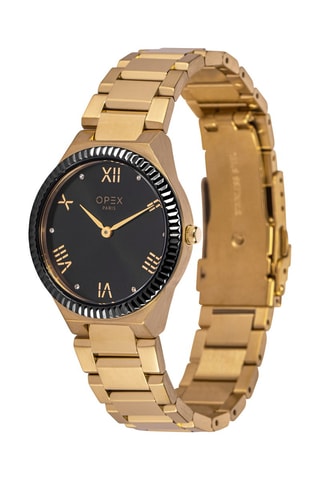 Montre à quartz en acier Venus Doré et noir