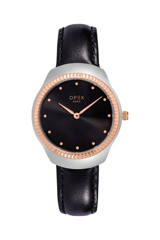 Montre à quartz en cuir Aphrodite Noir et argenté