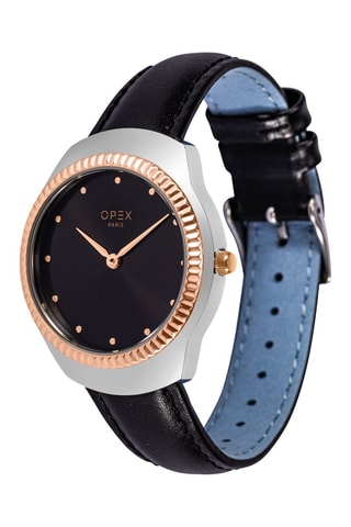 Montre à quartz en cuir Aphrodite Noir et argenté