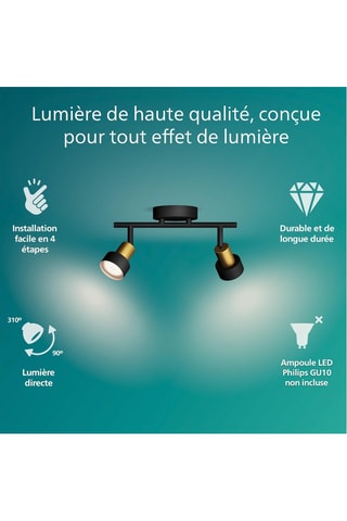 Plafonnier LED Conduit - Noir - 2 x 5 W