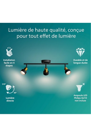Plafonnier LED Conduit - Noir - 3 x 5 W