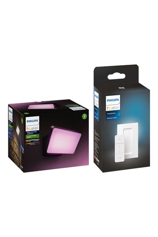 Projecteur extérieur LED connecté Hue Discover et variateur de lumière connecté Hue Dim Switch