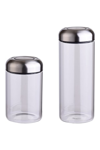 Borosilicaatglazen en Roestvrijstalen 2 Bewaarpotten - 900 en 1500 ml