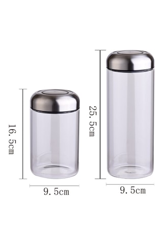 Borosilicaatglazen en Roestvrijstalen 2 Bewaarpotten - 900 en 1500 ml