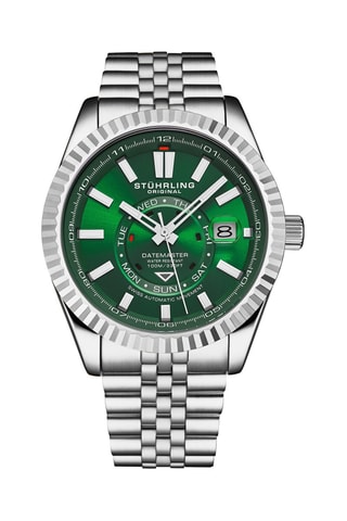 Stalen Automatisch Horloge Zilverkleurig en Groen