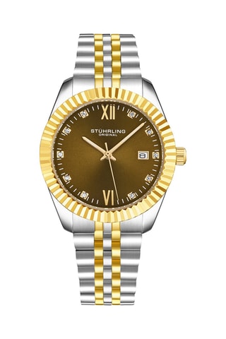 Stalen Quartz Horloge Zilverkleurig en Goudkleurig