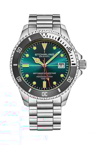 Montre à quartz en acier Depthmaster Heritage - Argenté et vert foncé