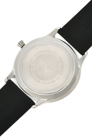 Leren Quartz Horloge Zwart en Zilverkleurig