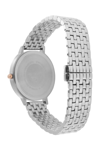 Armband, Oorbellen en Stalen Quartz Horloge - Zilverkleurig en Roségoudkleurig