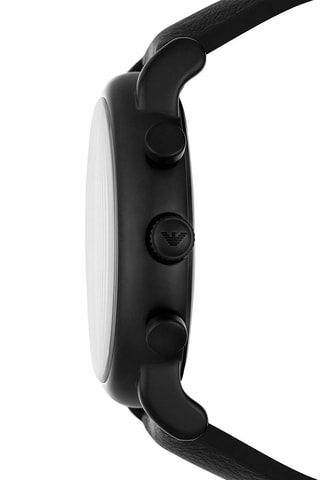 Leren Quartz Horloge - Stopwatch - Zwart en Blauw