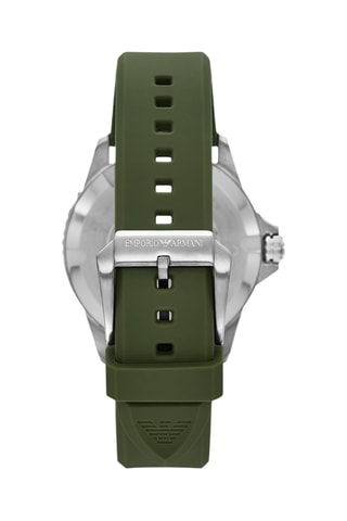 Silicone Quartz Horloge - Kaki en Zilverkleurig