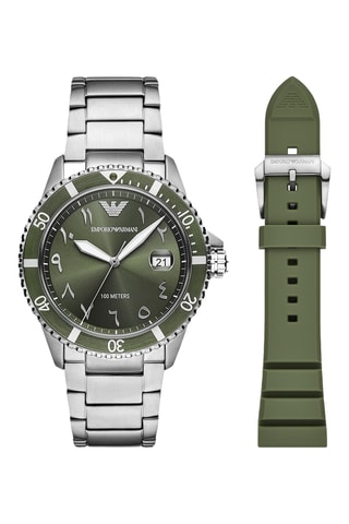 Set Quartz Horloge en Stalen en Silicone Horlogebanden