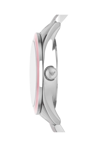 Stalen Quartz Horloge - Zilverkleurig en Roze