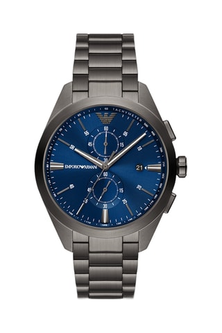 Stalen Quartz Horloge - Tachymeter en Chronograaf - Antraciet en Marineblauw