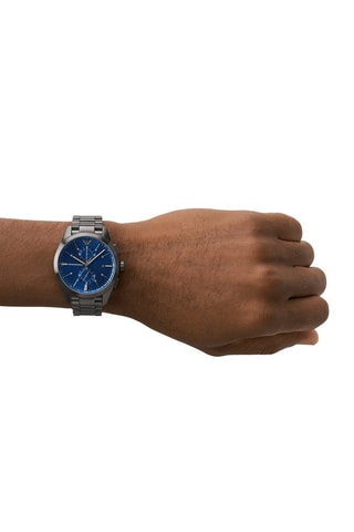 Stalen Quartz Horloge - Tachymeter en Chronograaf - Antraciet en Marineblauw