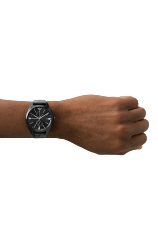 Leren Quartz Horloge - Tachymeter en Chronograaf - Zwart