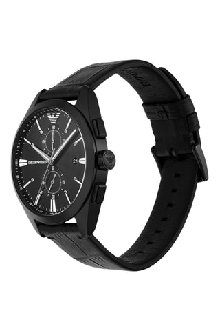 Leren Quartz Horloge - Tachymeter en Chronograaf - Zwart