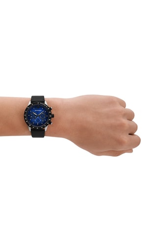 Leren Quartz Horloge - Tachymeter en Chronograaf - Zwart en Blauw