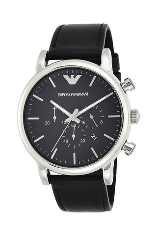 Leren Quartz Horloge - Chronograaf - Zwart en Zilverkleurig