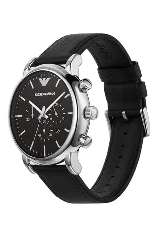 Leren Quartz Horloge - Chronograaf - Zwart en Zilverkleurig