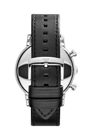 Leren Quartz Horloge - Chronograaf - Zwart en Zilverkleurig