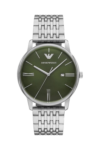 Stalen Quartz Horloge - Zilverkleurig en Groen