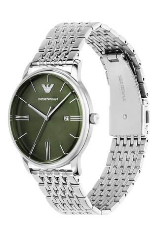 Stalen Quartz Horloge - Zilverkleurig en Groen