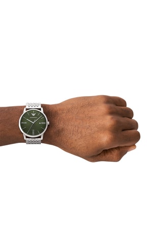 Stalen Quartz Horloge - Zilverkleurig en Groen