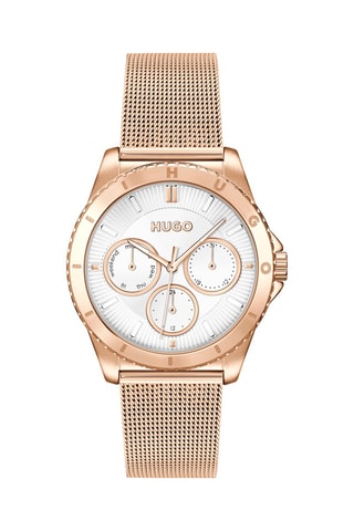 Stalen Quartz Horloge - Roségoudkleurig en Wit