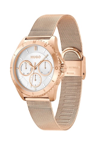Stalen Quartz Horloge - Roségoudkleurig en Wit